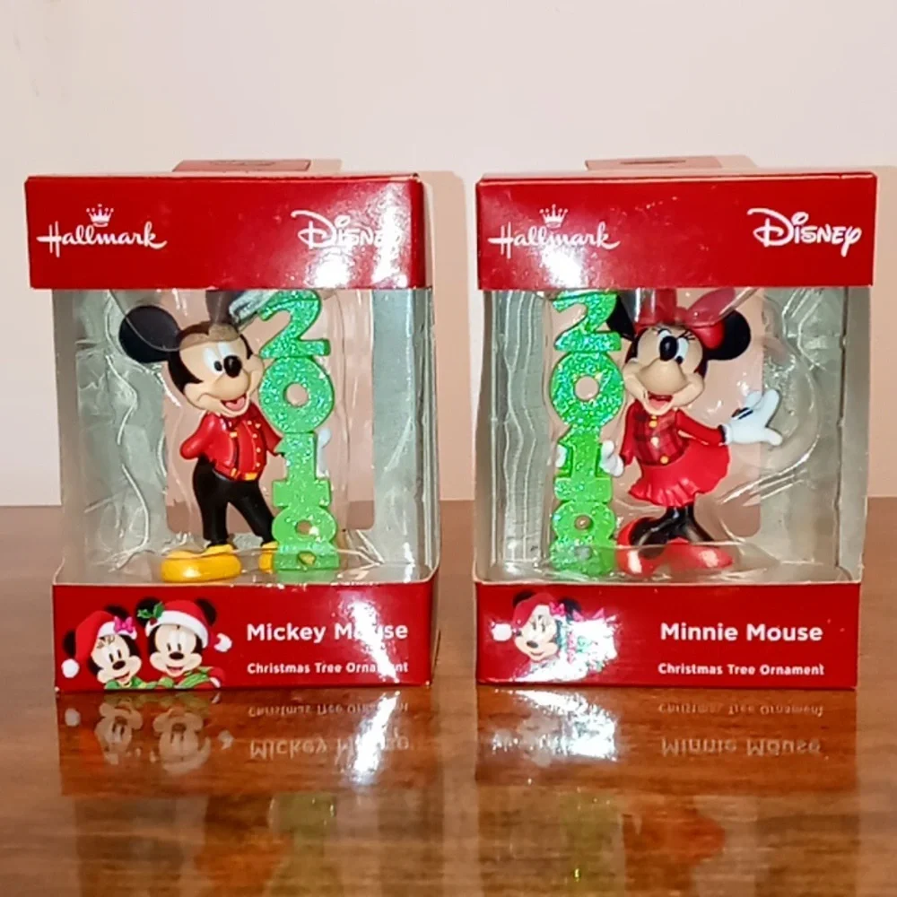 Hallmark Disney Mickey & Minnie Mouse 2018 Christmas Ornaments NIB